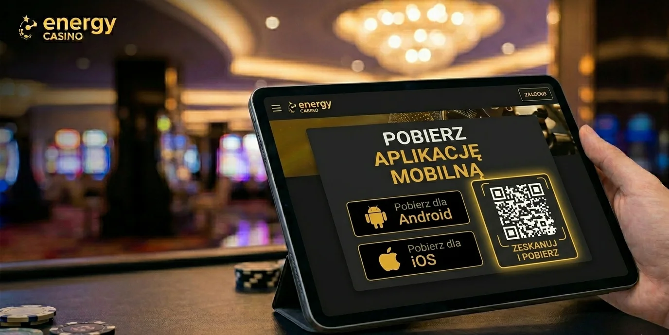 Pobranie Energy Casino aplikacja przez kod QR na tablecie